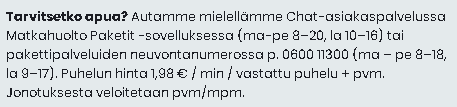 Asiakaspalveluvaihtoehdot